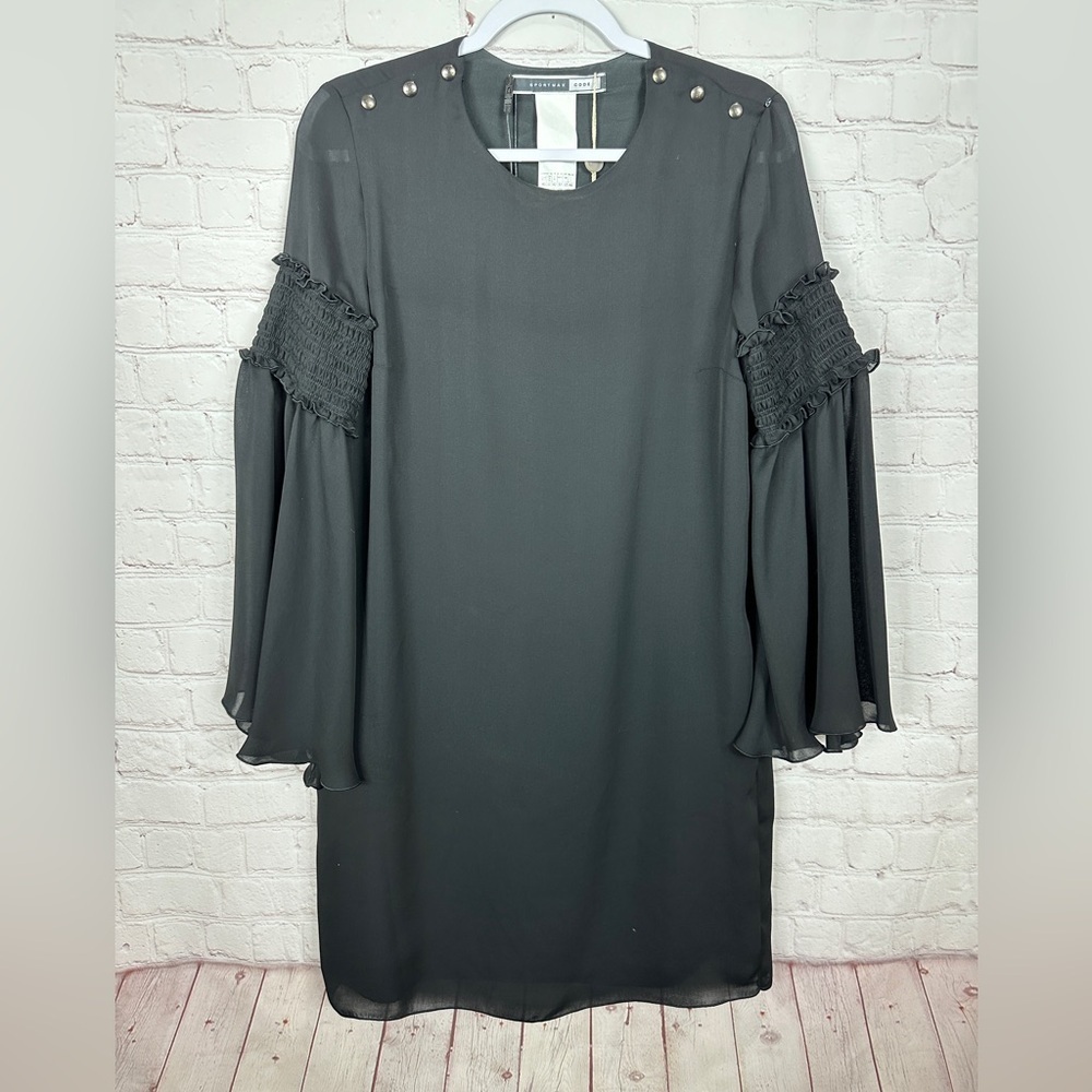 SPORTMAX Code black long sleeve trumpet shift dress sz 10 NWT office work career